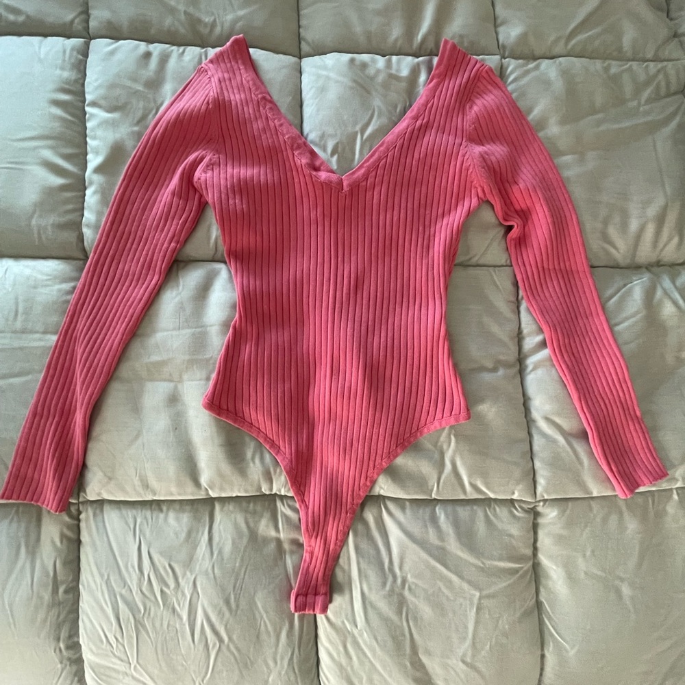 Pink v cut bodysuit